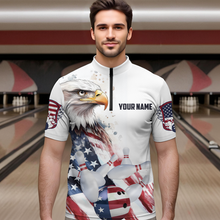 Load image into Gallery viewer, Patriotic Eagle Bowling Shirts Custom Bowling Polo Shirt Men Women American Flag Bowling MBL11