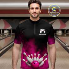 Load image into Gallery viewer, Pink Smoke Bowling Shirts for Men Women Team Personalized Bowling Polo and Quarter Zip MBL130