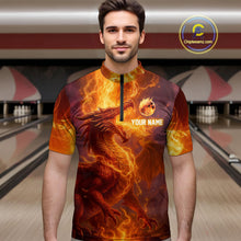 Load image into Gallery viewer, Custom Dragon Bowling Shirt for Men Women Bowling Jersey Flaming Bowling Shirt MBL94