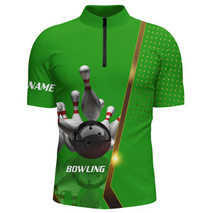 Personalized Men Bowling Quarter-Zip Shirt for Men Bowlers Custom Team bowling Jersey | Multi color NQS5947