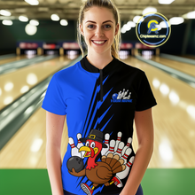 Load image into Gallery viewer, Blue Turkey Bowling Shirts for Women Men Team Custom Bowling Jerseys Thanksgiving MBL180