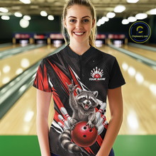 Load image into Gallery viewer, Custom Red Raccoon Bowling Jersey for Women Bowling Team Shirts Bowling Polo &amp; 1/4 Zip HNT254