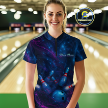 Load image into Gallery viewer, Watercolor Galaxy Bowling Shirts for Men Women Team Custom Bowling Polo &amp; Quarter Zip MBL146
