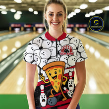 Load image into Gallery viewer, Custom Red Funny Pizza Bowling Shirt Bowling with Food for Women Polo Bowling Jersey QZT799