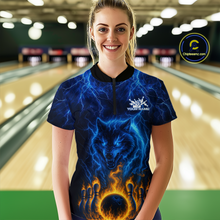 Load image into Gallery viewer, Lightning Wolf Bowling Shirts for Team Women Men Custom Wolf Bowling Jerseys Flame MBL200