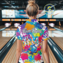 Load image into Gallery viewer, Custom Colorful Bowling Women Shirts Bowling Uniform Polo &amp; 1/4 Zip Bowling Team Jerseys HNT104