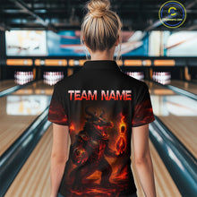 Load image into Gallery viewer, Personalized Red Flame Crocodile Bowling Team Shirt for Women Polo &amp; Quarter-Zip Bowling Outfit QZT742