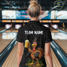 Load image into Gallery viewer, Funny Turkey Bowling Beer Thanksgiving Black Camo Custom Team bowling jerseys Women, bowling gifts NQS10974