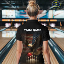 Load image into Gallery viewer, Custom Custom American Eagle Bowling Shirt for Women Polo &amp; Quarter-Zip Bowling Jersey Bowling Outfit QZT779