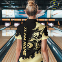 Load image into Gallery viewer, Gold Wolf Bowling Shirts for Team Women Men Custom Wolf Bowling Polo &amp; Quarter Zip MBL194