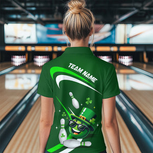 Custom Green St Patrick Day Bowling Shirt Lucky Funny Quarter-Zip Bowling Jersey QZT623