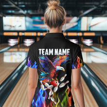 Load image into Gallery viewer, Rainbow Flame Eagle Bowling Team Jersey Personalized Bowling Quarter-Zip Shirt For Men And Women QZT681