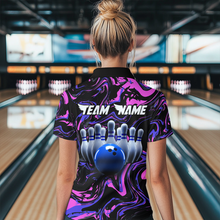 Load image into Gallery viewer, Pink Purple Bowling Custom Women Bowling Shirt Polo &amp; Quarter-Zip Bowling Team Jerseys HNT48