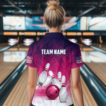 Load image into Gallery viewer, Personalized Pink Bowling Shirts For Women Custom Bowling Polo &amp; Quarter Zip Bowling Team Jerseys TDM3629