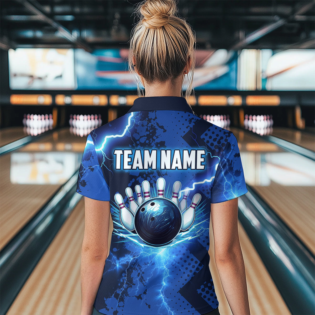 Thunder Lightning Bowling Shirt Blue Bowling Jersey Men Women Team Bowling Shirts MBL64