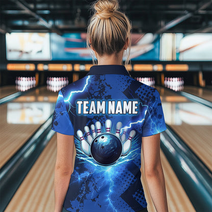 Thunder Lightning Bowling Shirt Blue Bowling Jersey Men Women Team Bowling Shirts MBL64