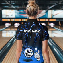 Load image into Gallery viewer, Blue Funny Crazy Bowling Shirt for Women Bowling Jersey Shirts Polo &amp; Quarter- Zip Bowling League HNT17