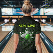 Load image into Gallery viewer, Custom Strike Green Bowling Women Bowling Shirt Polo &amp; Quarter-Zip Bowling Team Jerseys HNT79