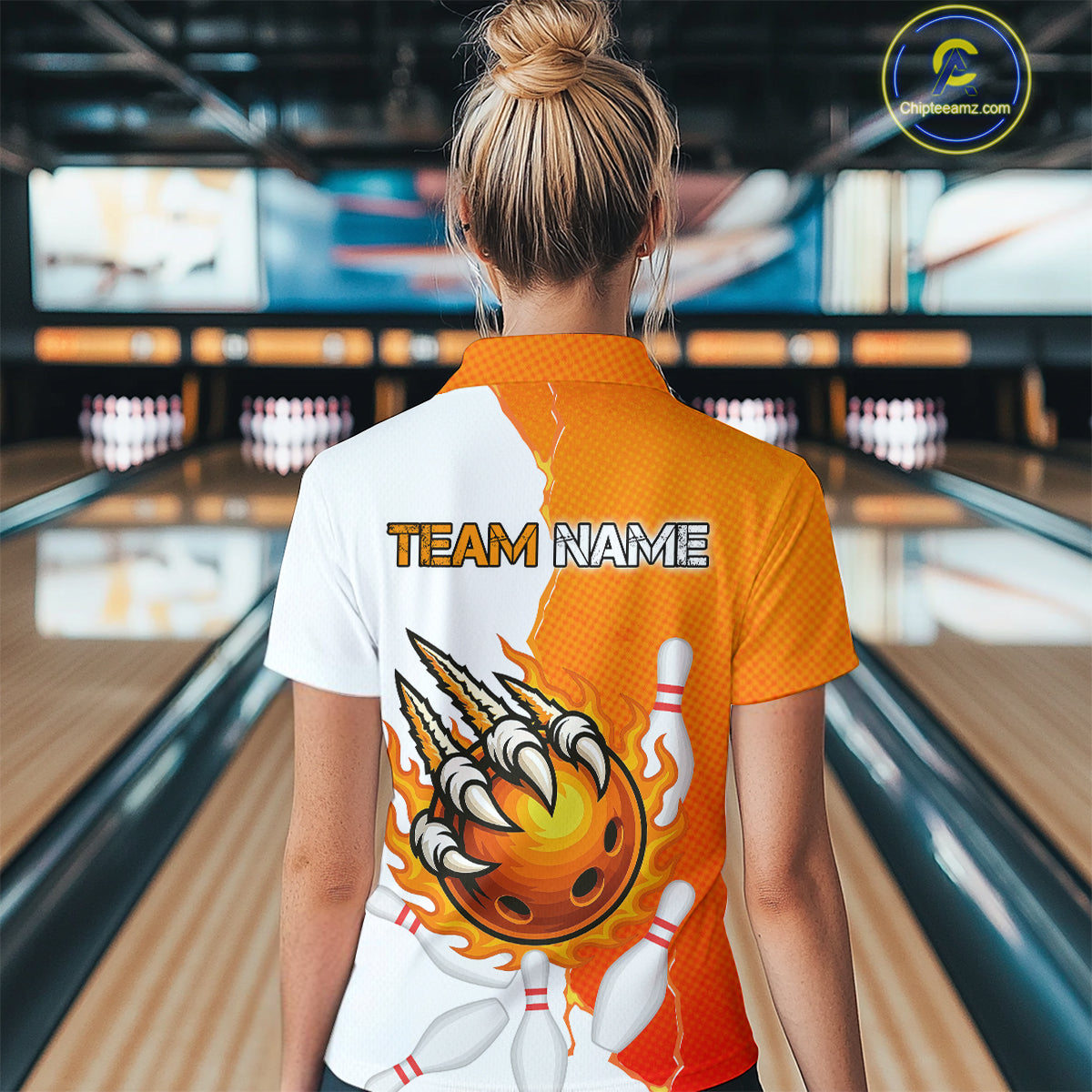 Custom Sharp Claws Bowling Shirt Orange Men Women Team Bowling Flaming Jerseys MBL91