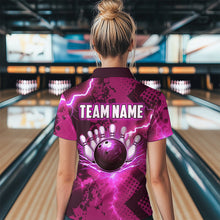 Load image into Gallery viewer, Thunder Lightning Bowling Shirt Pink Bowling Jersey Men Women Team Bowling Shirts MBL64