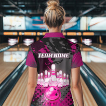 Load image into Gallery viewer, Fire Bowling Shirt Custom Pink Bowling Jersey for Men Women with Team Name MBL63