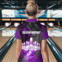 Load image into Gallery viewer, Fire Bowling Shirt Custom Purple Bowling Jersey for Men Women with Team Name MBL63