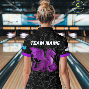 Custom Purple Dragon Bowling Shirts for Men Women Team Bowling Polo & Quarter Zip MBL86