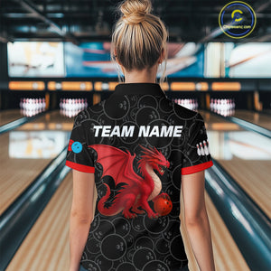 Custom Red Dragon Bowling Shirts for Men Women Team Bowling Polo & Quarter Zip MBL86