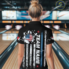 Load image into Gallery viewer, American Flag Bowling Custom Women Bowling Shirt Polo &amp; Quarter-Zip Bowling Team Jerseys HNT54