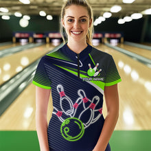 Load image into Gallery viewer, Custom Green&amp;Blue Bowling Shirts for Men Women Team Bowling Polo &amp; 1/4 Zip Shirt MBL41