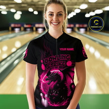 Load image into Gallery viewer, Pink Flame Dragon Bowling Shirt Custom Strike Bowling Team Jersey for Women Uniform QZT726