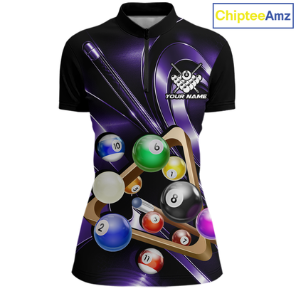 Custom Ball Pool Shirts Purple Billiard Shirt for Women Billiard Team Jersey Billiard League NNT180