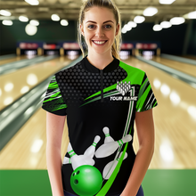 Load image into Gallery viewer, Green Bowling Shirts for Men and Women Bowling Shirt Team Bowling Polo &amp; 1/4 Zip Shirt MBL36