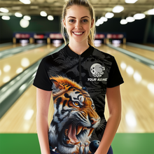 Load image into Gallery viewer, Custom Tiger Bowling Shirt Tiger Bowling Team League Unisex Quarter-Zip Bowling Outfit QZT638