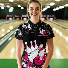 Load image into Gallery viewer, Pink Watercolor Bowling Shirts Men Women Team Custom Bowling Polo &amp; 1/4 Zip Shirt MBL60