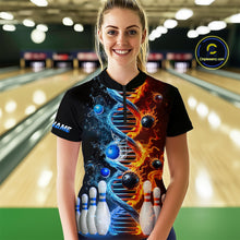 Load image into Gallery viewer, Custom Flame &amp; Water DNA Bowling Shirt My DNA Quarter-Zip Bowling Jersey for Men And Women QZT685