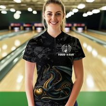 Load image into Gallery viewer, Dragon Bowling Team Shirt Custom Dragon Bowling Jersey 1/4-Zip Bowling Performance QZT640