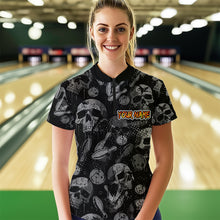 Load image into Gallery viewer, Women Skull Custom Bowling Team Shirts Unisex Bowling Women Short Sleeve Polo &amp; Quarter-Zip HNT42
