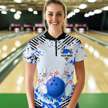 Load image into Gallery viewer, Blue Bowling Shirts Custom Watercolor Bowling Jersey for Men Women with Team Name MBL53
