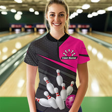 Load image into Gallery viewer, Pink Bowling Shirt for Men&amp;Women Team Bowling Jersey Colorful Bowling Polo &amp; 1/4 Zip MBL49