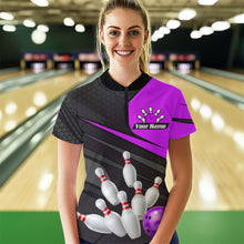 Load image into Gallery viewer, Purple Bowling Shirt for Men&amp;Women Team Bowling Jersey Colorful Bowling Polo &amp; 1/4 Zip MBL49