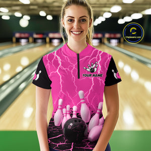 Pink Thunder Lightning & Lava Bowling Shirt for Men Women Team Bowling Jersey MBL92