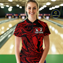 Load image into Gallery viewer, Custom Red Bowling Women Bowling Shirt Polo &amp; Quarter-Zip Bowling Team Jerseys HNT81