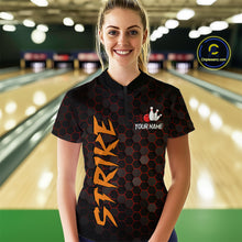 Load image into Gallery viewer, Custom Strike Red Bowling Women Bowling Shirt Polo &amp; Quarter-Zip Bowling Team Jerseys HNT79