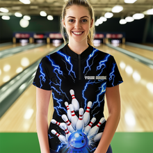Load image into Gallery viewer, Thunder Lightning Blue Bowling Shirt Custom Bowling Jersey for Men Women Team MBL66