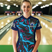Load image into Gallery viewer, Custom Camo Pink &amp; Teal Bowling Jersey Bowling Team League Shirt Quarter-Zip for Men Women QZT665