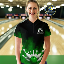 Load image into Gallery viewer, Green Smoke Bowling Shirts for Men Women Team Personalized Bowling Polo and Quarter Zip MBL130