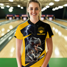 Load image into Gallery viewer, Yellow &amp; Black Thunder Bowling Shirts Custom Bowling Quarter-Zip Jersey for Men Women QZT669