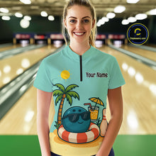 Load image into Gallery viewer, Summer Funny Bowling Jersey for Men Women Custom 1/4-Zip Bowling Shirt Bowling League Outfit QZT696