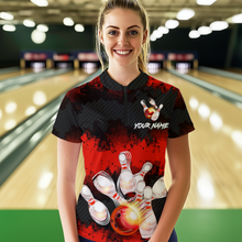 Load image into Gallery viewer, Customize Red Bowling Shirts for Men Women Team Bowling Polo &amp; 1/4 Zip Shirts MBL81